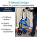 3-wheel walker with a stylish gray bag, shown with a person using it outdoors.