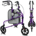 Purple walker with wheels on a white background
