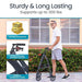Man using a walker with Vive Health branding, featuring text about durability and weight support.