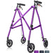 Purple walker with wheels on a white background