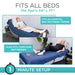 Bed pad being used on a hospital bed and regular bed with text indicating size and compatibility.
