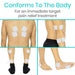 Electric shocker pads on different parts of a person's body with text about pain relief.
