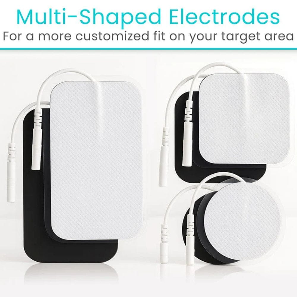 Multi-shaped electrodes with connectors on a white background