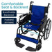 Wheelchair with highlighted features on a white background