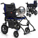 Foldable wheelchair with a balloon indicating weight capacity on a white background