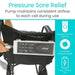 Vive pressure relief pump attached to a wheelchair with text highlighting features.