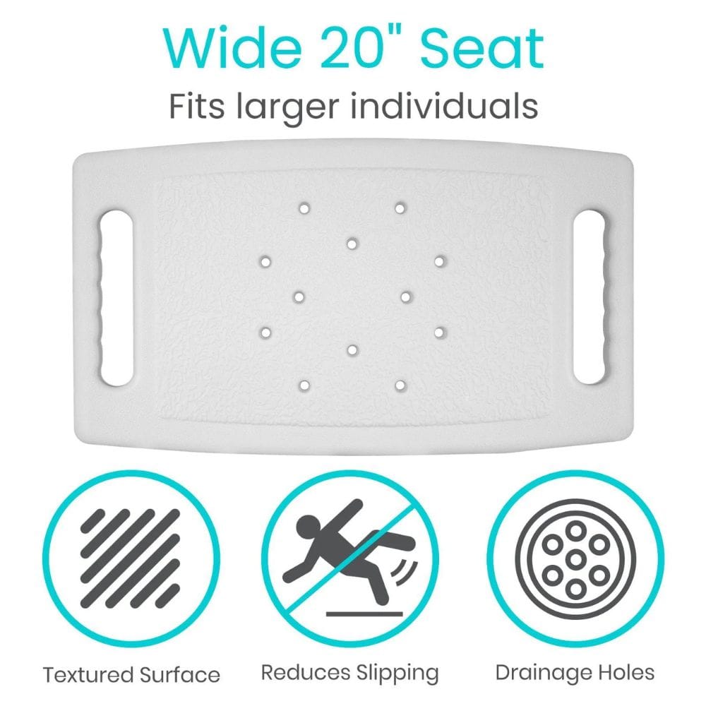 White seat cushion with text and icons on a white background