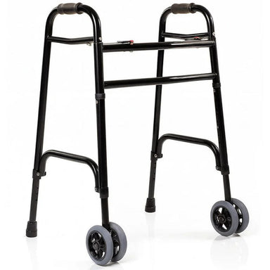Black walker with wheels on a white background