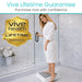 Woman using a step platform with 'Vive Health' branding and lifetime guarantee promise.