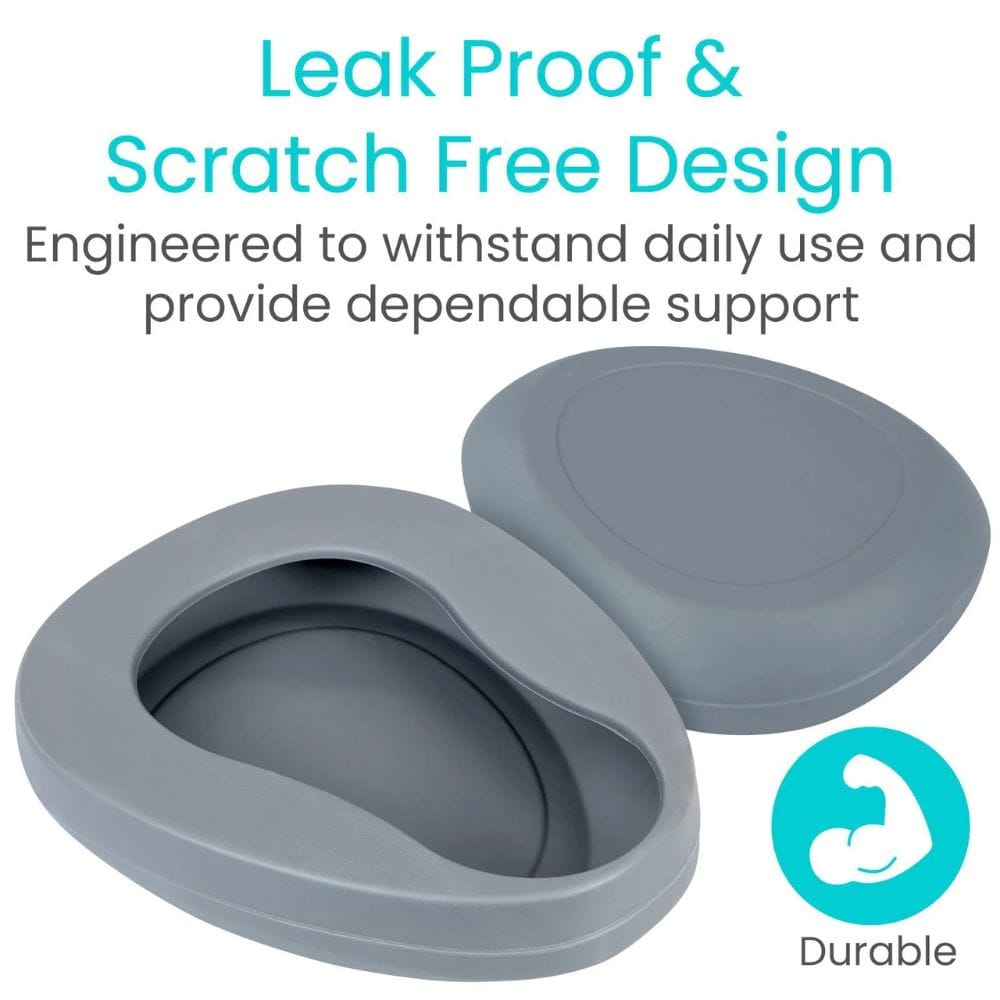 Gray silicone lid with text highlighting features on a white background