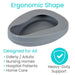 Gray toilet seat with ergonomic shape features on a white background