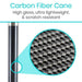 Carbon fiber cane with high gloss, ultra lightweight, and scratch resistant text on a white background