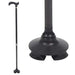 Black walking cane with adjustable base on a white background