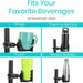 Universal drink holder with mugs, thermos bottles, cups, and water bottles shown.