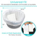 Bedside commode with liner and pad packaging, showing dimensions and Vive brand.