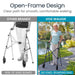 Comparison of a Vive Walker with other brands' walkers, highlighting the Vive Walker's open-frame design.