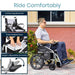 Man using a wheelchair with features highlighted on a promotional image.