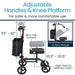 Knee walker with adjustable handles and knee platform on a white background