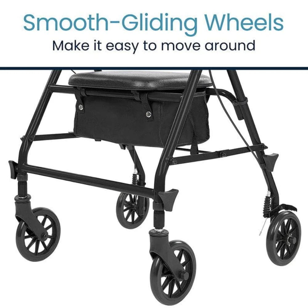 Black walker with smooth-gliding wheels on a white background