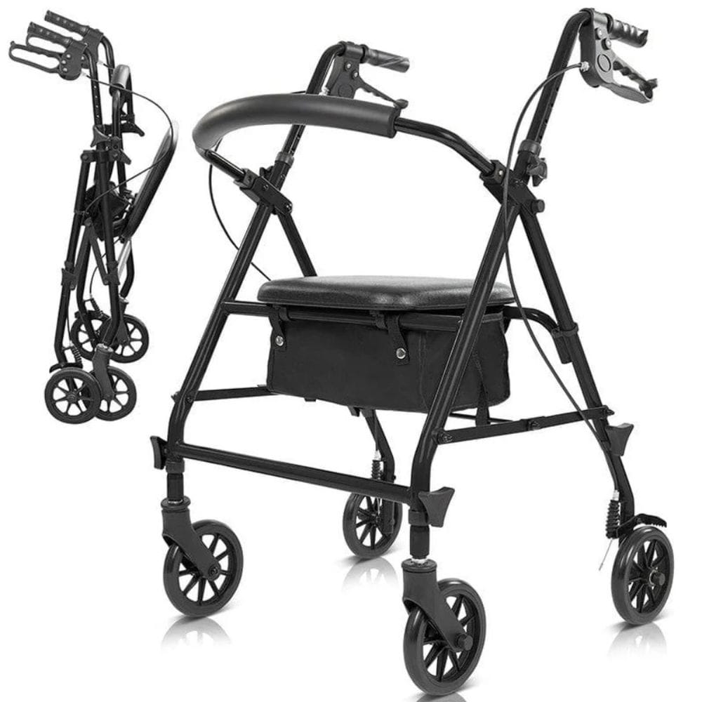 Black walker with wheels on a white background