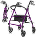 Purple walker with wheels on a white background