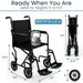 Black wheelchair with measurements and weight capacity details on a white background
