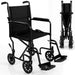 Black wheelchair shown from multiple angles on a white background
