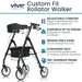 Vive Mobility Custom Fit Rollator Walker with features listed on a white background