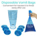 Disposable vomit bags with a hand holding one, on a white background.