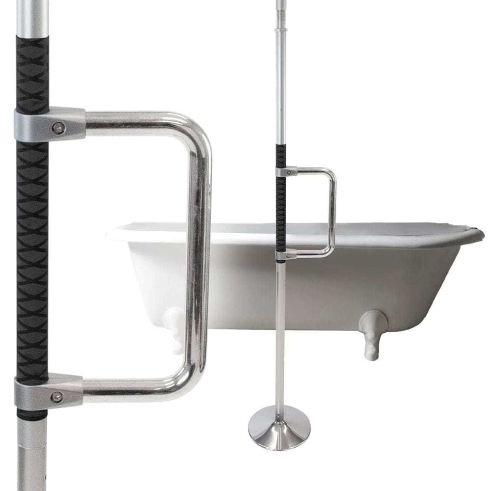 Metal ladder and bathtub on a white background