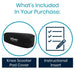 Product package with knee scooter pad cover and instructional insert on a white background