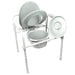 White portable toilet with seat and stand on a white background