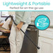 Person holding a portable kitchen tool with text 'Lightweight & Portable' and 'Perfect for on-the-go use'.