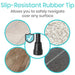 Slip-resistant rubber tip with images of different surfaces and text on a white background