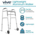 Lightweight aluminum walker with features highlighted on a white background