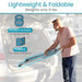 Man lifting a lightweight and foldable product from a car trunk with text highlighting its features.