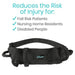 Black waist belt with 'vive' branding on a white background, highlighting its benefits for fall risk patients, nursing home residents, and disabled people.