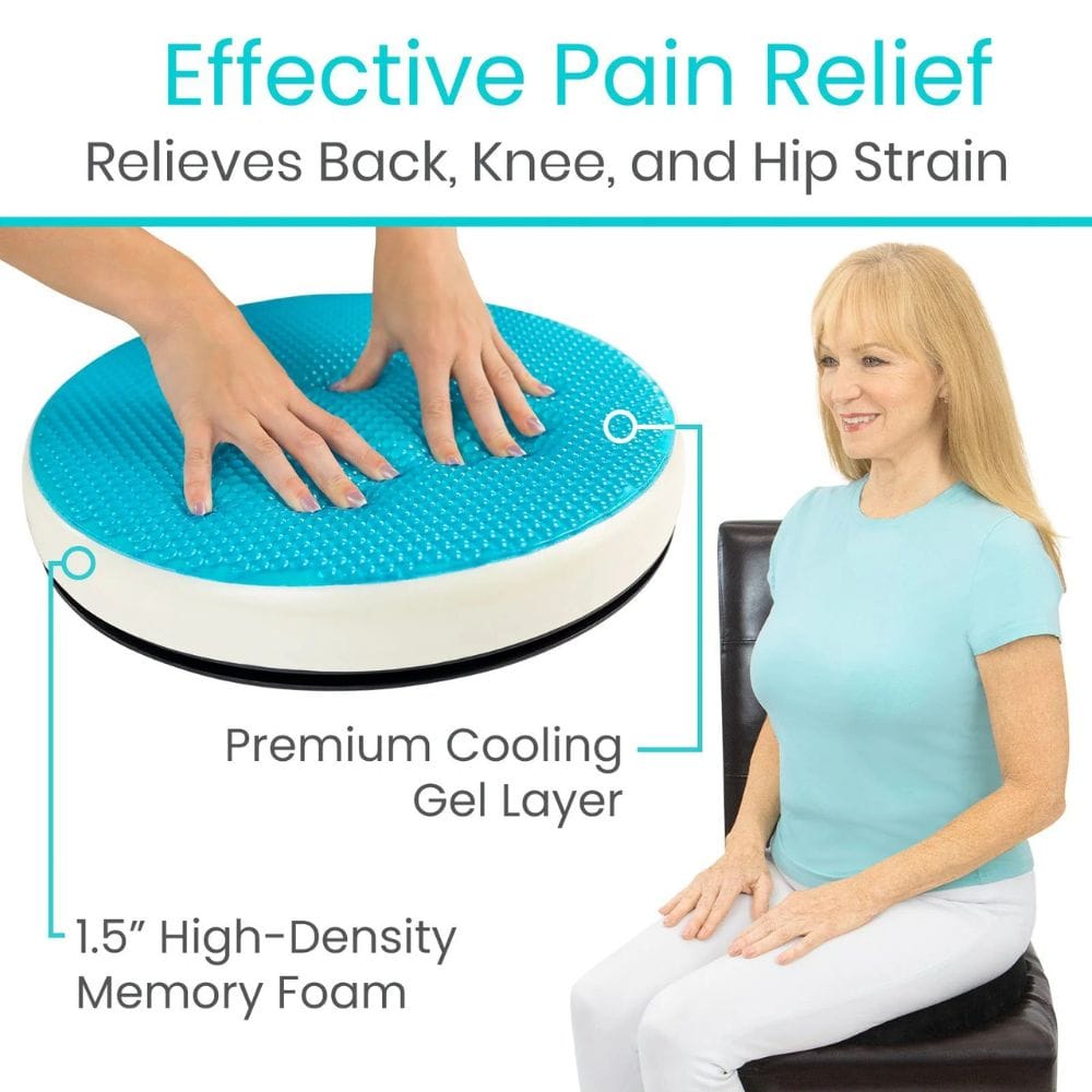 Vive Health Gel Swivel Seat Cushion - Alleviate Pressure and Discomfort