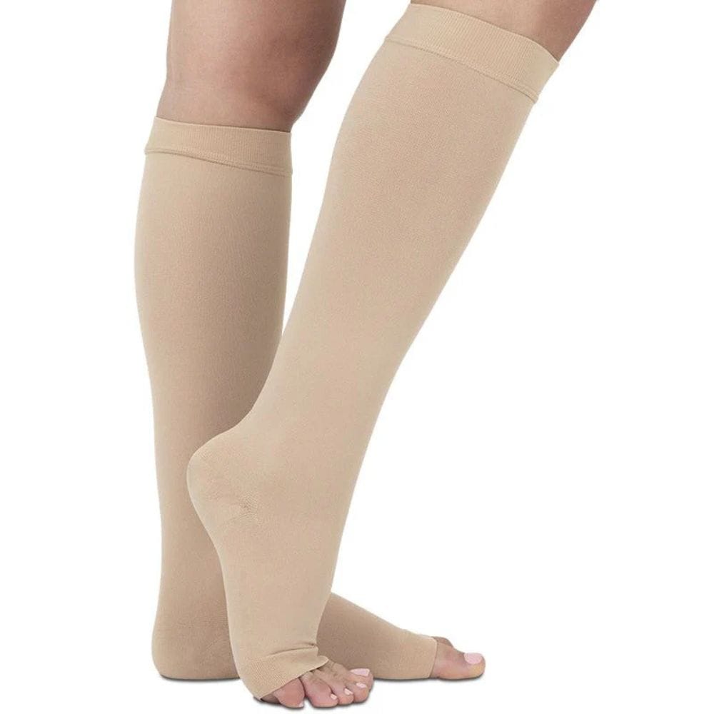 Vive Health Knee High Open Toe Graduated Compression Stockings 20-30mmHg