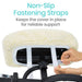 Car seat cover with non-slip fastening straps on a white background