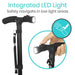 Cane with integrated LED light for safe navigation in low light areas