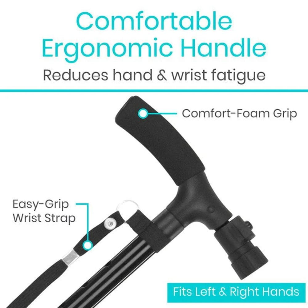 Ergonomic handle with comfort foam grip and wrist strap on a white background