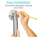 Hand holding a metal bracket with a pencil, labeled 'Easy Installation' on a white background.