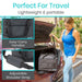 Woman loading a black bag into a car trunk with text highlighting features like 'Easy-Carry Handles' and 'Adjustable Shoulder Strap'.