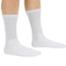 White socks worn on a white background