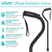 Vive Offset Bariatric Cane with features listed on a white background