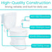 Toilet with features highlighted on a white background