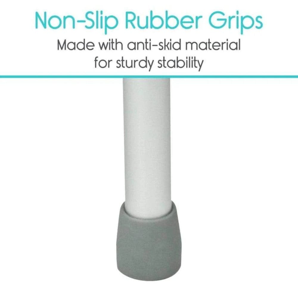 Gray non-slip rubber grip on a white background with text about anti-skid material.