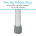 Gray non-slip rubber grip on a white background with text about anti-skid material.