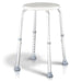 Adjustable height stool with white seat and gray legs on a white background